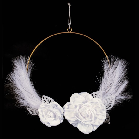 DECORO CERCHIO 2FIORI DM.35DM.40 BIANCO ART. AQ020