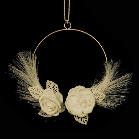 DECORO CERCHIO 2FIORI DM.20DM.25 CREMA ART. AQ011