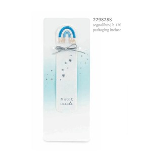 BOMBONIERA  BATTESIMO   SEGNALIBRO ARCOBALENO AZZ.C/BU H.170 ART. 29828