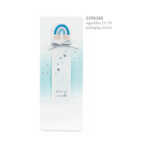 BOMBONIERA  BATTESIMO   SEGNALIBRO ARCOBALENO AZZ.C/BU H.170 ART. 29828