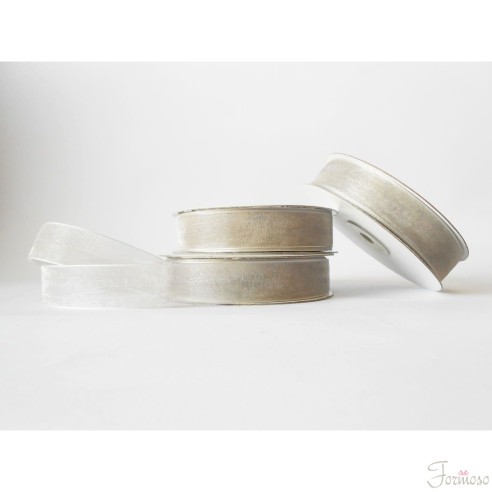 Nastro organza 4 cm rotolo bobina da 50 mt Argento grigio fai da te - art E4017