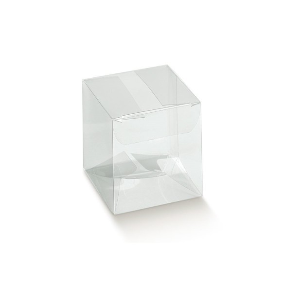 Scatola bomboniera in PET Trasparente 8 x 8 x h 9 cm Confezione 10 pz Art 115663S