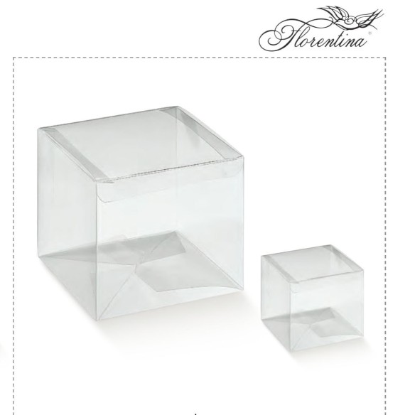 Scatola bomboniera tipo "Trasparente" SCATTO 150X150X100 PET cm  Confezione 10 pz art. 115550S