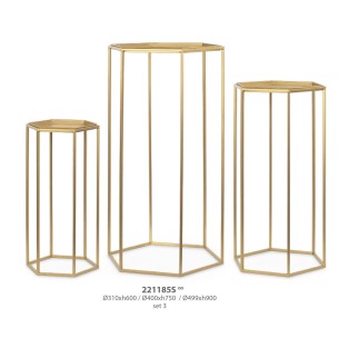 SET 3PZ S/3 DISPLAY ESAGONALI ORO D.310XH.600 D.499X900 Art 221185S