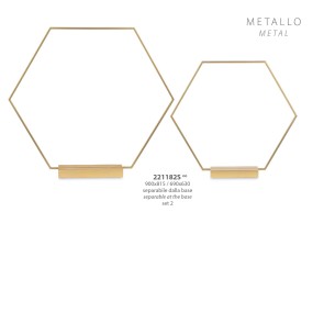 SET 2 PZ S/2 ESAGONI ORO C/2 BASI 690X630 900X815 Art  221182S