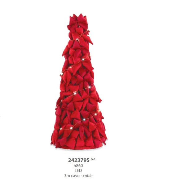 ALBERO FIOCCHI VEL.ROSSO C/LUCI  LED H.860 Art 242379S