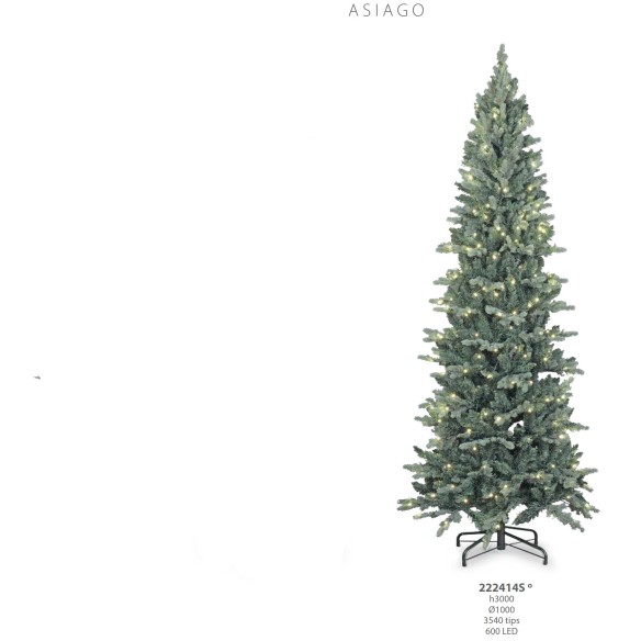 ALBERO DI NATALE  ABETE ASIAGO 3540 TIP/600 LED H.3000XD.1000 ART. 222414S