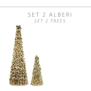S/2 ALBERI FIOCCHI ORO C/LUCI H.860/1750 ART.242555S