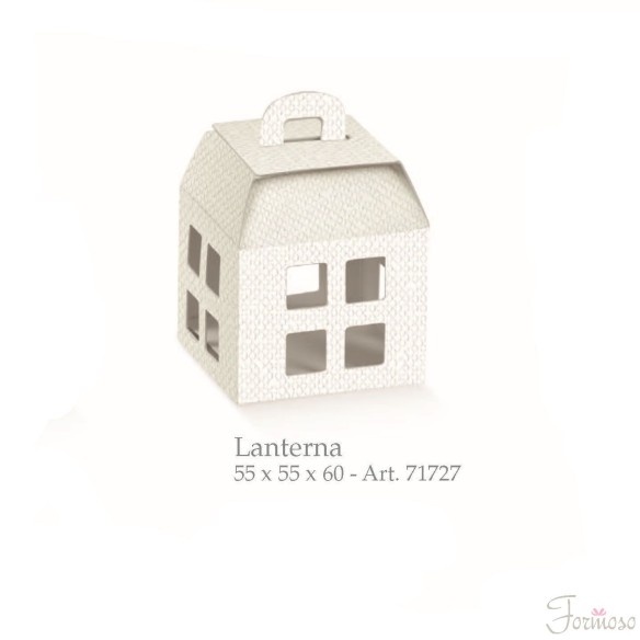Scatola bomboniera Lanterna senza trasparente lino bianco 5,5 x 5,5 x h 6,0 cm Set 10 pz art 71727