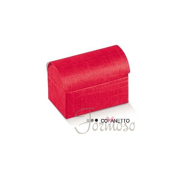 Cofanetto Seta rosso porta confetti bomboniera 70x45x52mm 10pz art 13629