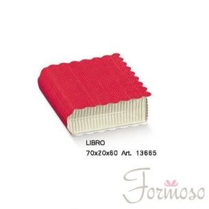 Scatola bomboniera Libro onda rosso  misura 70x20x60 mm n 10 pz art 35000