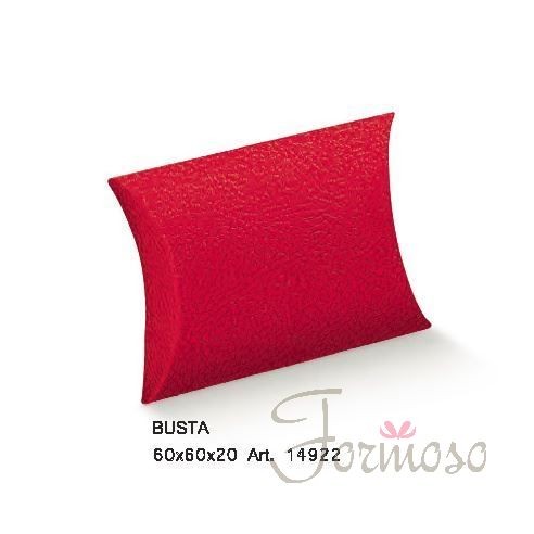 Scatola bomboniera tipo Busta Pelle Rossa mis. 60x60x20 mm n 10 pz - art. 14922