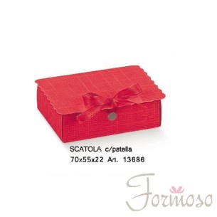Scatola bomboniera Patella laurea seta rosso 70x55x22 mm n 12 pz art 13686