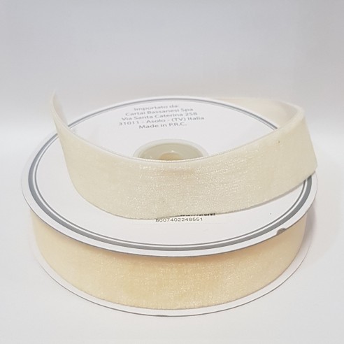Nastro in Velluto Velvet per decorazione colore AVORIO in bobina rotolo da spessore 9 mm x 10 mt Wedding art 224854S