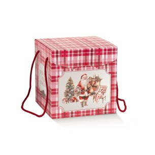 Scatola Natalizia  Panettone artigianale pasticceria Colore  SANTA'S HOME 21 x 21 x h 21 cm Confezione 30 pz art 197768S