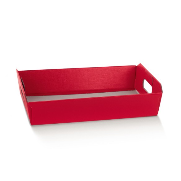 Cesto in cartone ROSSO FIBRA  porta Bomboniere cesto Natalizio cesto regalo misura 22x16xh 5 cm 1pz art 130363S