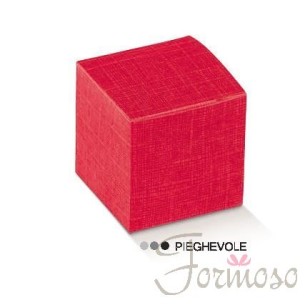 Scatola bomboniera Pieghevole seta rosso laurea 10 x 10 x h 10 cm set 10 pz art 13669