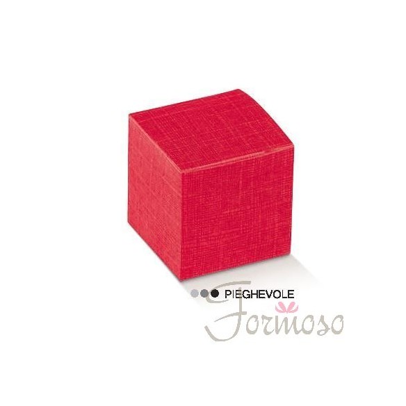 Scatola bomboniera Pieghevole seta rosso laurea 10 x 10 x h 10 cm set 10 pz art 13669