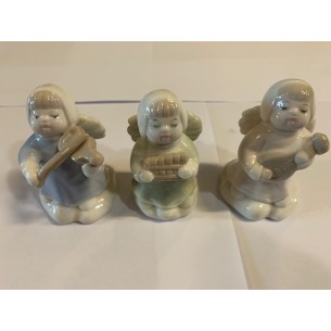 Bomboniera o Decorazione Angioletto Piastello c/cuffia  Ceramica h 80  Set 3pezzi Mm Art 63687