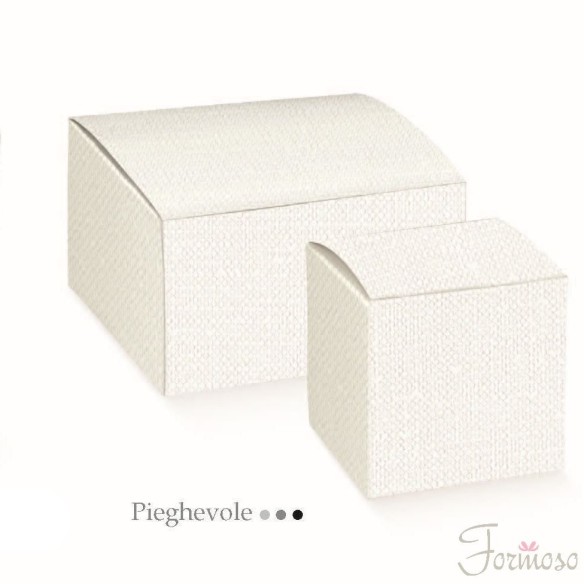 Scatola bomboniera tipo Lino Bianco pieghevole 13 x 13 x h 16 cm 20 pz art 71661