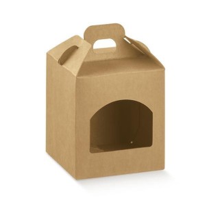 Scatola porta 1 vasetto per bar o negozi Colore AVANA liscio  mis 9 X 9 X H 12 cm Confezione 100 pz Art 197888S