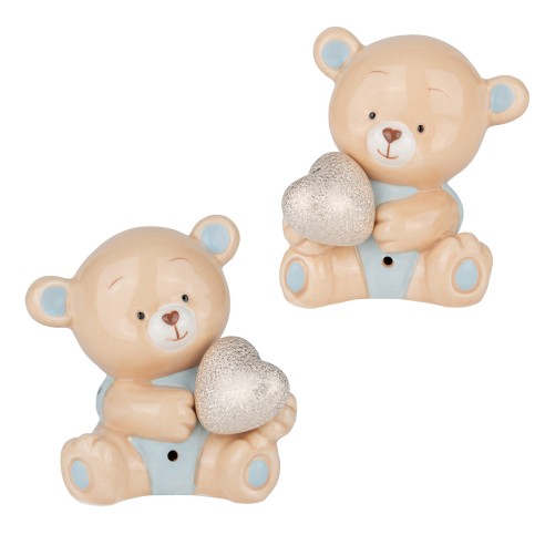 Bomboniera Peluche Orso  Led Celeste  H.9 set 2pz   art 03A062