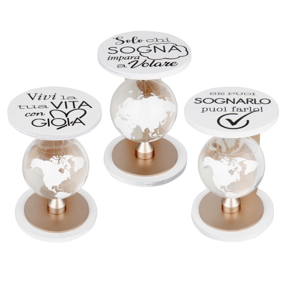 Bomboniera Volando Mappamondo  h.10 set 3pz   art 07A242