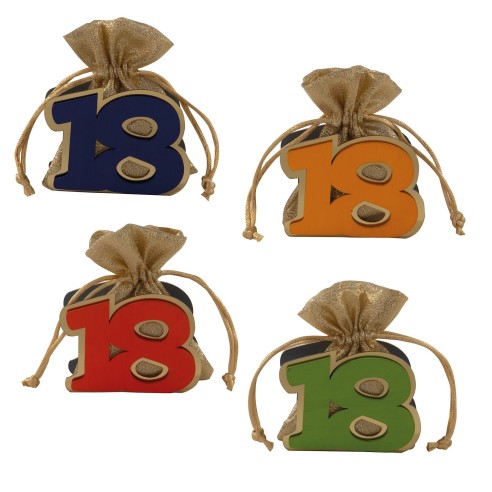 SACCHETTO ORO  18 ANNI  BAG  CM.8 COLORE ASS.   4PZ art SC789