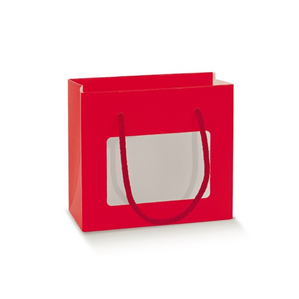 Scatola Shopb.c195x95x170mm  CON FINESTRA IN PLASTICA  Colore ROSSO Confezione 10 pz art 100096S