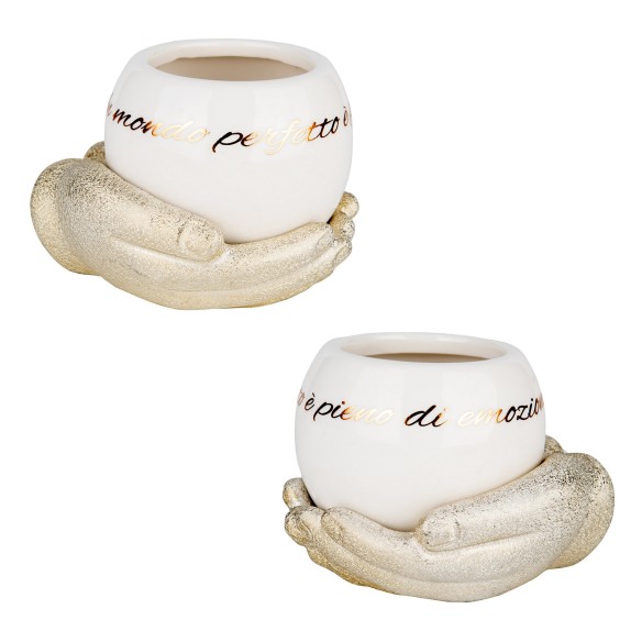 Bomboniera  GOLD ILLUMINA P/PIANTE  CM.11H8  set 2pz  art 02A446