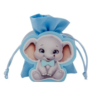 Bomboniera SACCHETTI ELEFANTE  BAG CIELO  CM.9 1PZ   art SC776