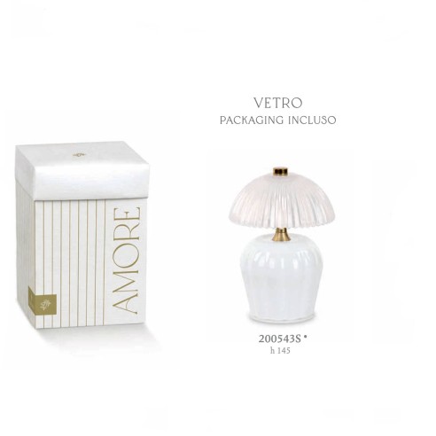 Bomboniera Lampada Vetro Bianco c.scatola h.145mm art 200543S