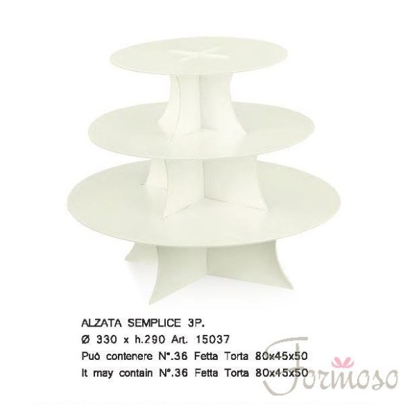 Alzata semplice 3 Piani Perlato cartoncino 33 x 29 Cm Decorazione Wedding art. 15037