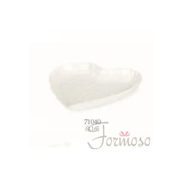 Bomboniera decorazione Vassoio cuore in metallo bianco  D. 16,5 cm art 71040