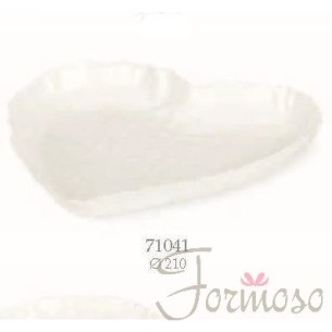 Bomboniera decorazione Vassoio cuore metallo bianco D 21 cm art 71041