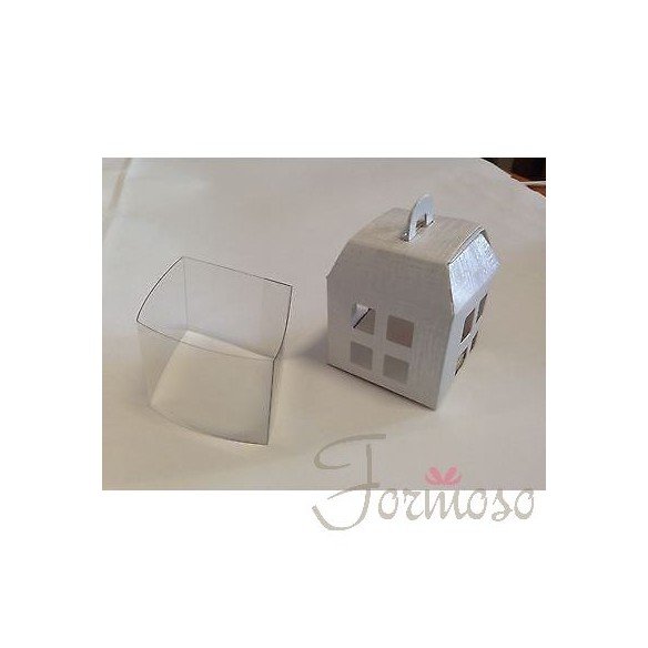 Scatola Lanterna Tela Bianca  con trasparente 100x100x135mm - n 20 pz art 15048