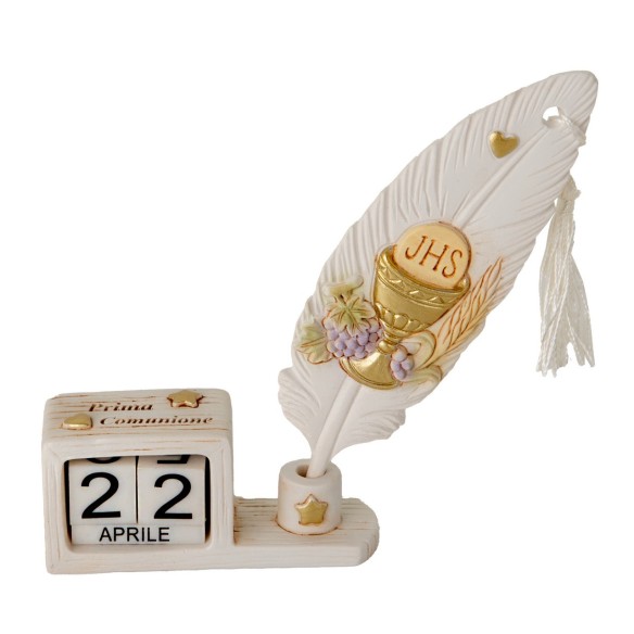 Bomboniera PLUME CALENDARIO COMUNIONE   H.12 art 04A449