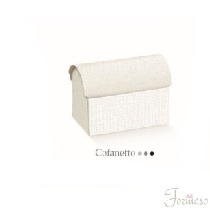 Scatola bomboniera tipo cofanetto Lino Bianco 10 x 7 x 7,5 cm set 20 pz art 71542