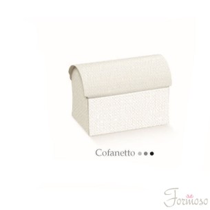 Scatola bomboniera tipo cofanetto Lino Bianco 13 x 9 x h 9,5 cm set 10 pz art 71543
