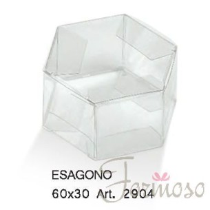 Scatola esagono trasparente porta riso o confetti 6 x h 3 cm box 20 pz - art. 02904