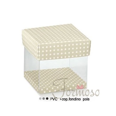 Coppetta trasparente c/coperchio pois Tortora 90x90x90mm - n 10 pz art 16700