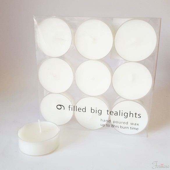 Candela lumino classico cera bianca idea decorazione D55mm set 9 pz art 20511