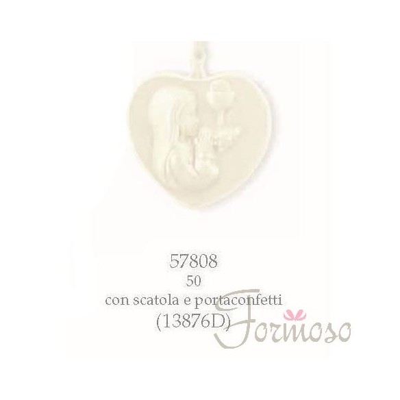 Cuore bimba calice porcellana 5 cm bomboniera comunione art 57808
