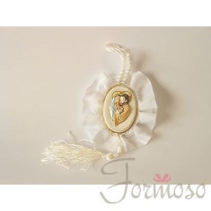 Icona sacra famiglia tonda resina 9 x h 12 Cm idea regalo bomboniera art 04824