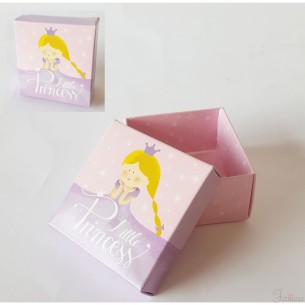Scatola fondo coperchio "LITTLE PRINCESS" rosa 6 x 6 x h 3,5 cm set 10 pz art 27425