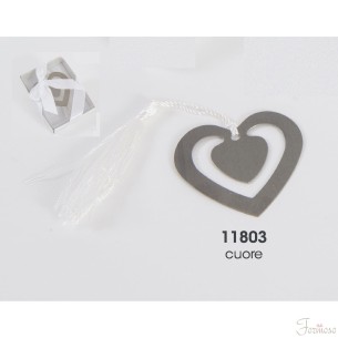 Bomboniera Scatola porta confetti Bianca con placca segnalibro cuore 9,5 X 7 cm art 11803