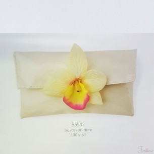 Sacchetto busta ecopella avorio e orchidea bomboniera 130x180mm art 55542
