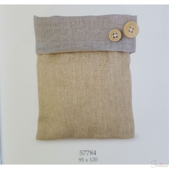 Sacchetto juta lame' con bottoni legno porta confetti 95x120mm- set 17 pz art 57784