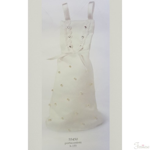 Sacchetto abito in tessuto porta confetti h 155mm - set 11 pz art 55450