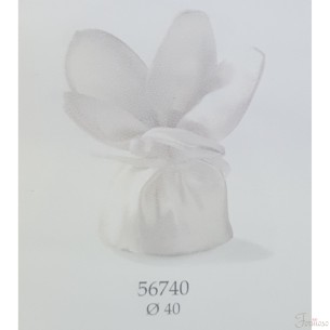 Set 2 Sacchetto fiore Bianco porta confetti bomboniere D 40 mm ART 56740